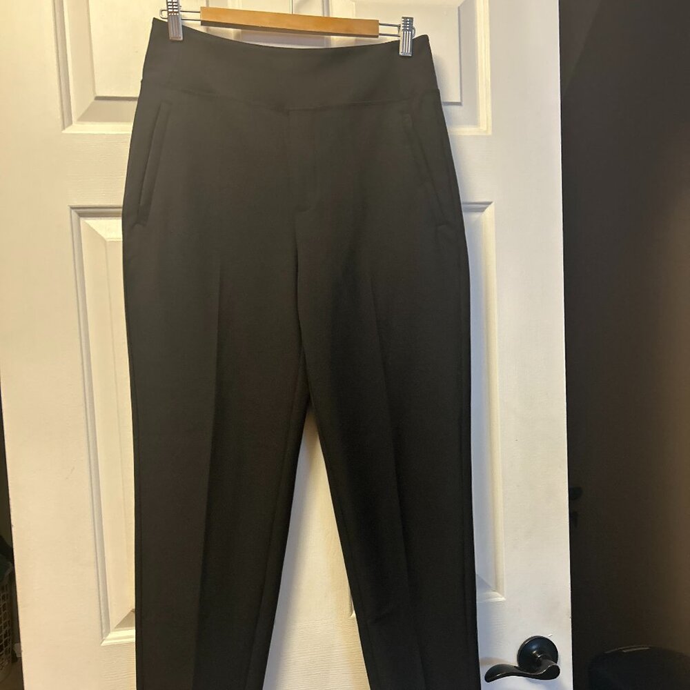 Athleta Black Trouser Pants Stretch Zip Ankle, Size 6